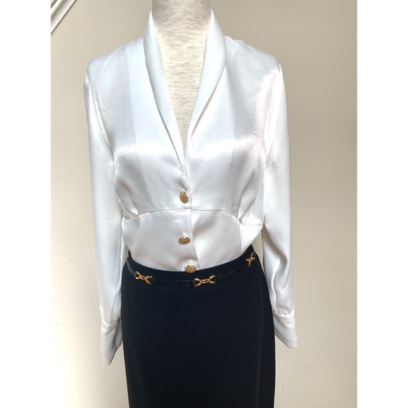 Black dressy midi skirt with gold belt detail, 12 - Picture 4 of 13